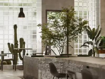 Industrial style Coffee shop 3D model