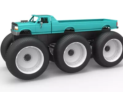Monster Truck 6x6 concept Version 3 Scale 1 to 25 3D print model