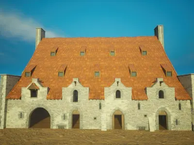 Medieval old build11-interior and exterior design Low-poly 3D model