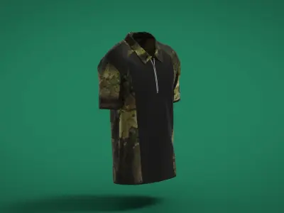 Military Outfit - T-shirt Low-poly 3D model 2
