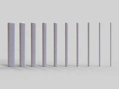 M3 to M20 x 120mm Threaded Bars 3D print model
