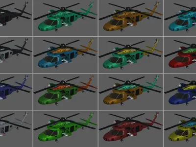 Helicopter Low-poly 3D model 12