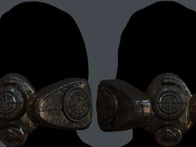 Gas mask helmet 3d model scifi Low-poly  Low-poly 3D model 39