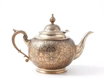 Ornate Bronze Teapot model pack Low-poly 3D model