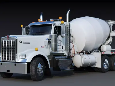 Kenworth W900 Concrete Mixer Low-poly 3D model