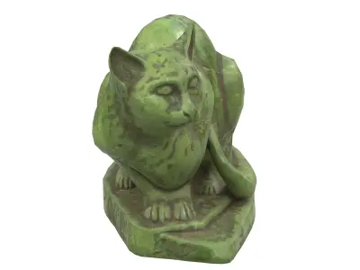 Sitting cat jade statues Low-poly 3D model