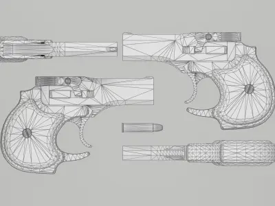 PBR High Standard Derringer Low-poly 3D model