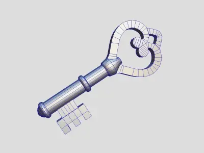 Key 2 golden Low-poly 3D model
