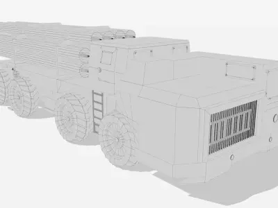 BM-30 Smerch Russian Vehicle Low-poly 3D model