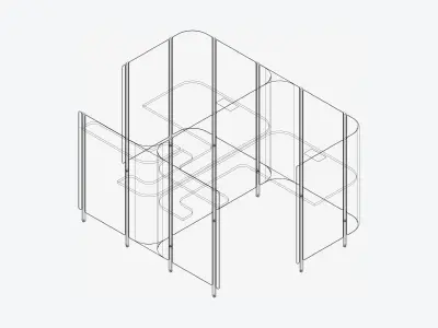 Office Pod - Workspace - Officetec - Side To Side - Same Facing Low-poly 3D model