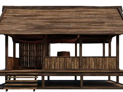 Old Wooden Shed Building House 4K Textures GameReady 78 Low-poly 3D model