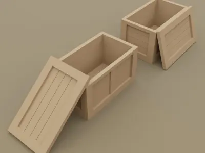 2 open wooden crates 1-35 and 1-1 scales for military diorama  3D model