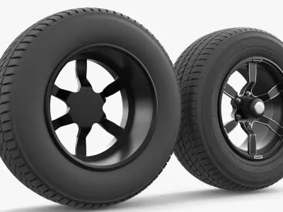 Automotive Alloy Wheel with Tire 3D model