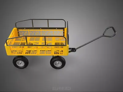 CRATE TRAY BED RAILS RACK FENCE CAGE TROLLEY CART WAGON TRAILER 3D model