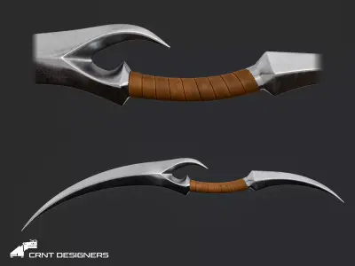 Curved Fantasy Dagger - Stylized Dual Blade 3D model