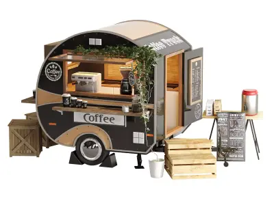 Realistic model of Foodtruck trailer set 6 3D model