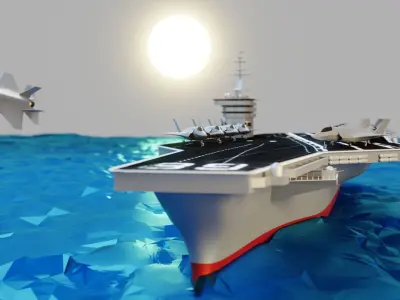 USS Nimitz Lowpoly Isometric  Low-poly 3D model
