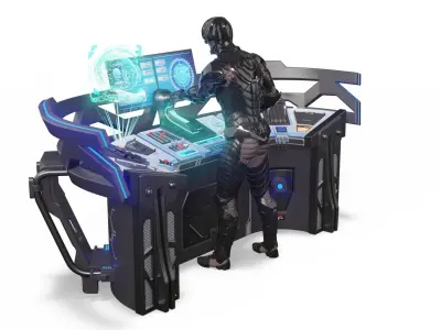  Futuristic Control Panel with Operator 