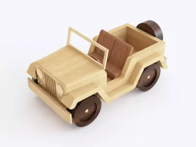 Wooden toy car 12 3D model