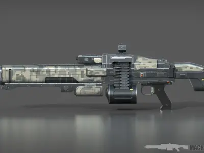 Machine gun 3D model 2