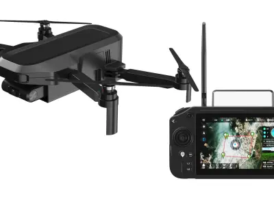  Detailed Drone With Controller Black 