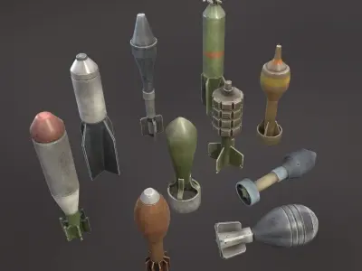 Stylized bombs pack Low-poly 3D model