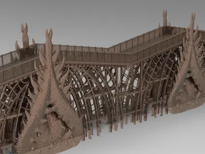Dark Epic Fantasy bridge Dragon version 1 3D model