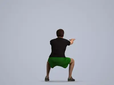 00107Floris008 - Adult Caucasian male crouching during exercise 3D model
