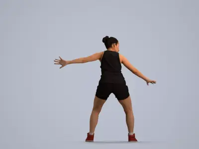 00568Nicole009 - Adult Caucasian woman crouching during 3D model