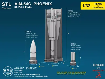 AIM-54C Phoenix - Scale 1-32 3D print model