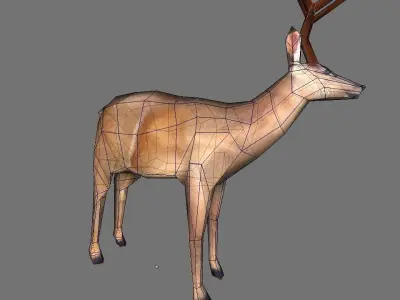Brown Deer Low Poly Low-poly 3D model