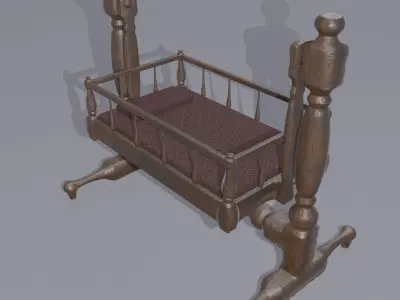 Antique Medieval Cradle Free low-poly 3D model