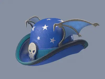 Enchanted Blue Witch Hat 3D model