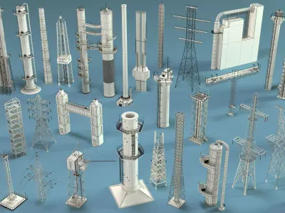 Industrial Units Collection 3 - 33 pieces 3D model