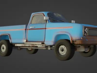 Rusty old farm truck Low-poly 3D model