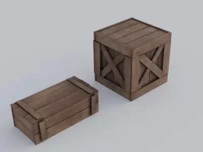 Wooden Box Low-poly 3D model buy