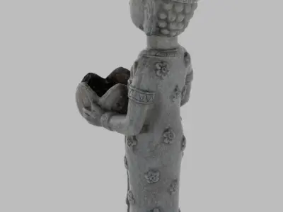 Indian Princess Stone Statue 3D model