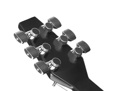 Detailed Black V Electric Guitar 3D model