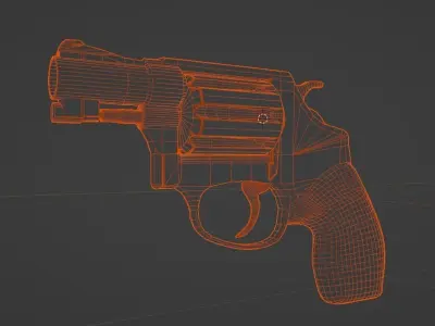 Hand made old revolver game ready 3D model