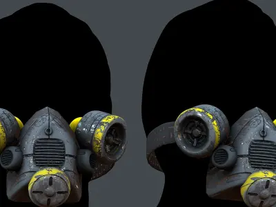 Gas mask helmet 3d model scifi Low-poly Low-poly 3D model Low-poly 3D model 20