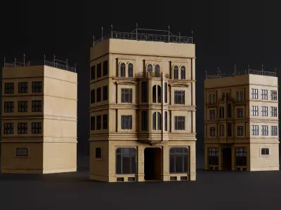 Mediterranean residential building Low-poly 3D model