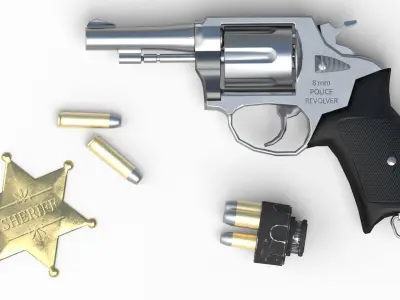 Revolver Police 8mm Low-poly 3D model