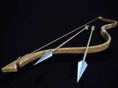 Medieval Short Bow Low-poly 3D model