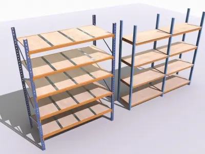 Industrial shelves 3 Low-poly 3D model
