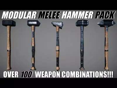 Modular Melee - Hammer Pack Low-poly 3D model