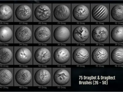 Industrial Metallic Roughness Maker 300 ZBrush brushes  3D model
