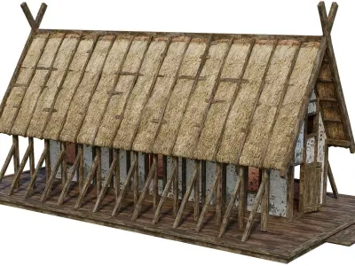 Old Medieval Building House 4K Textures GameReady 92 Low-poly 3D model