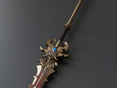 Stylized viking spear 1 3D model