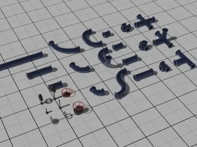 Low Poly Industrial Pipe Pack Free 3D model