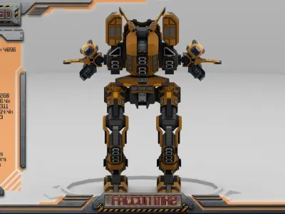 Falcon MK2 Lowpoly Animated BattleMech Low-poly 3D model